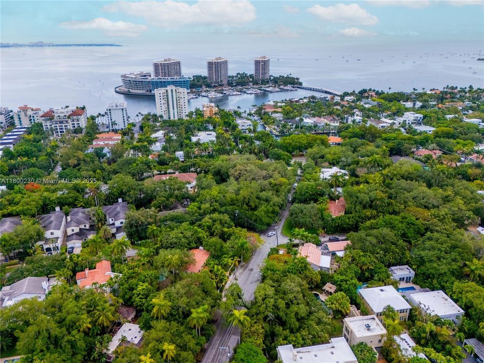 Aerial View of home so close to Grove Isle and Biscayne Bay