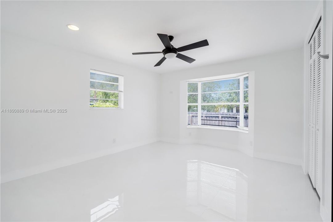 East bedroom has a bay window