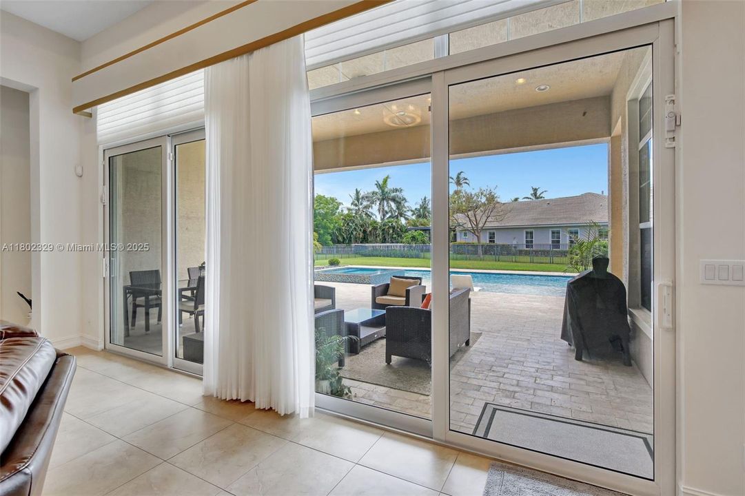 Looking out to pool/backyard/patio