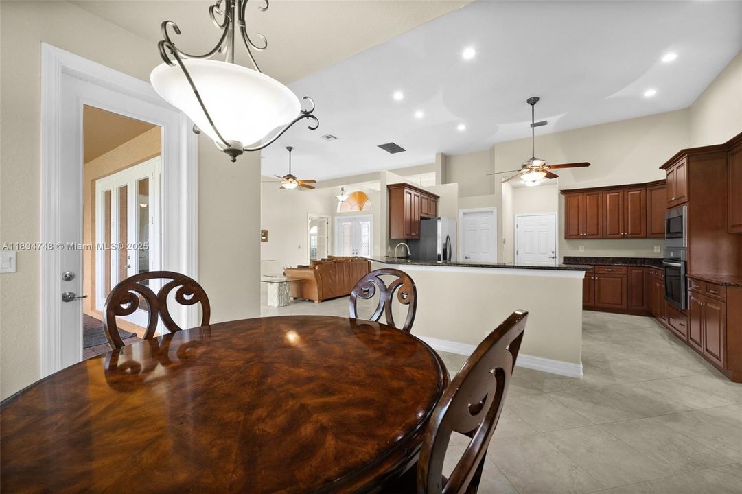 Breakfast nook with a door to the lanai