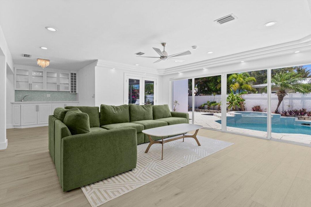living room, master entry & wet bar