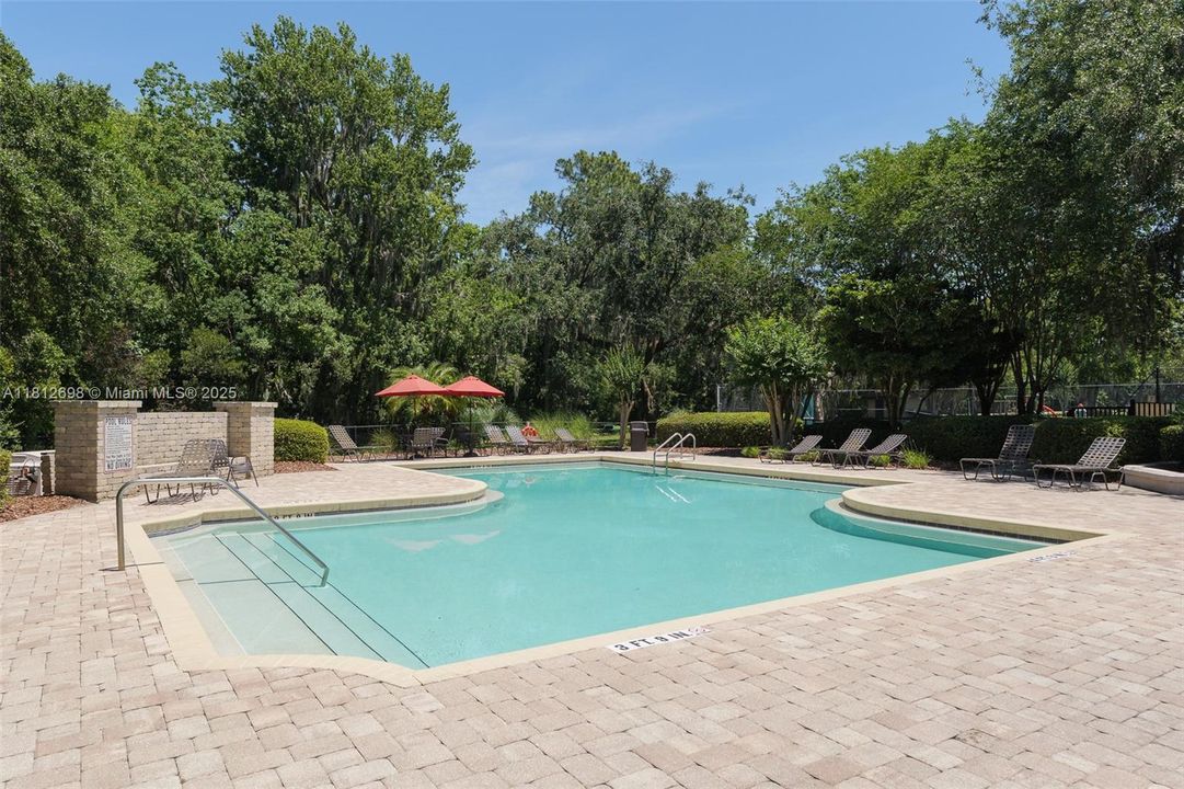 Relaxing pool with restroom center