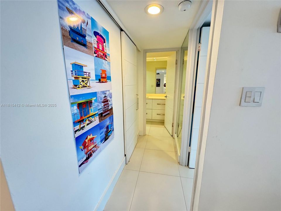Hallway to bedroom and bathroom