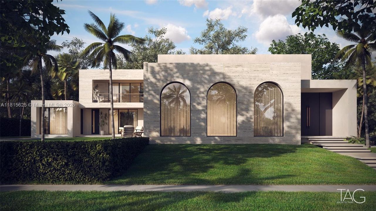 Artfully crafted renderings of the custom-designed estate at 5905 N Bay Road