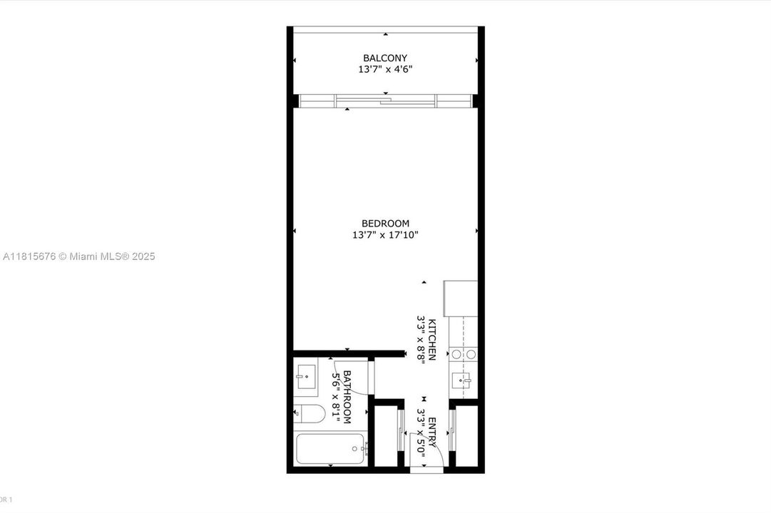 На продажу: $160,000 (1 спален, 1 ванн, 360 Квадратных фут)
