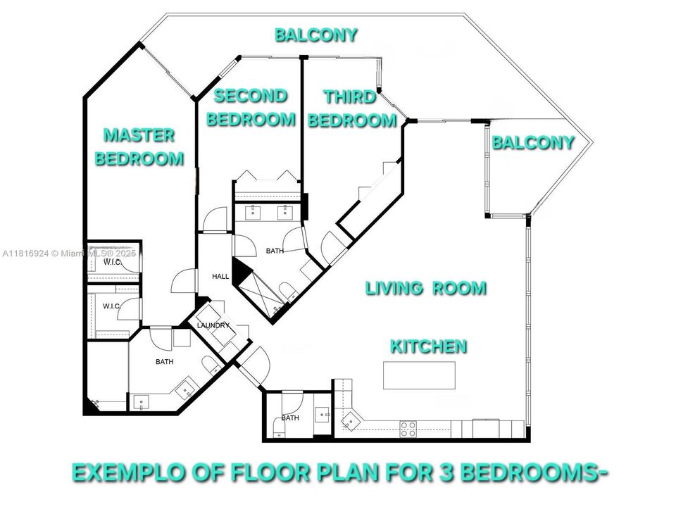 Floor Plan with 3 Bedrooms