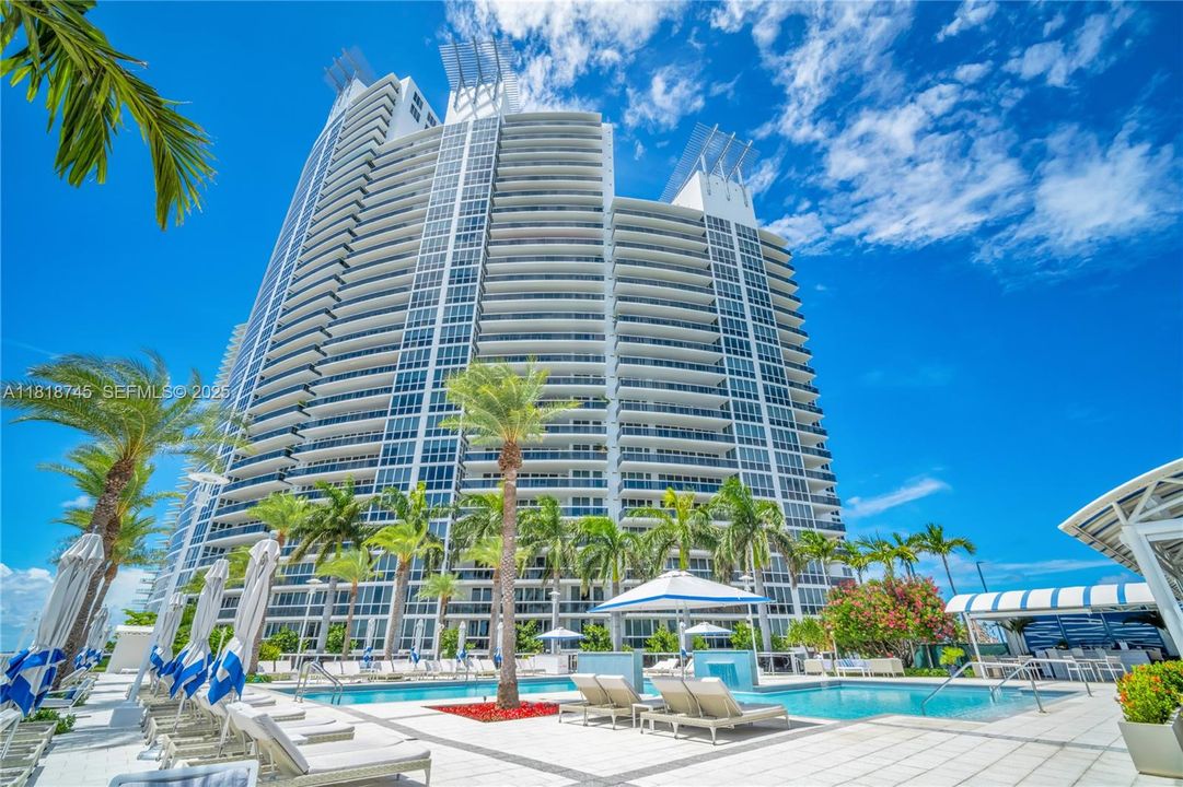 building view from pool