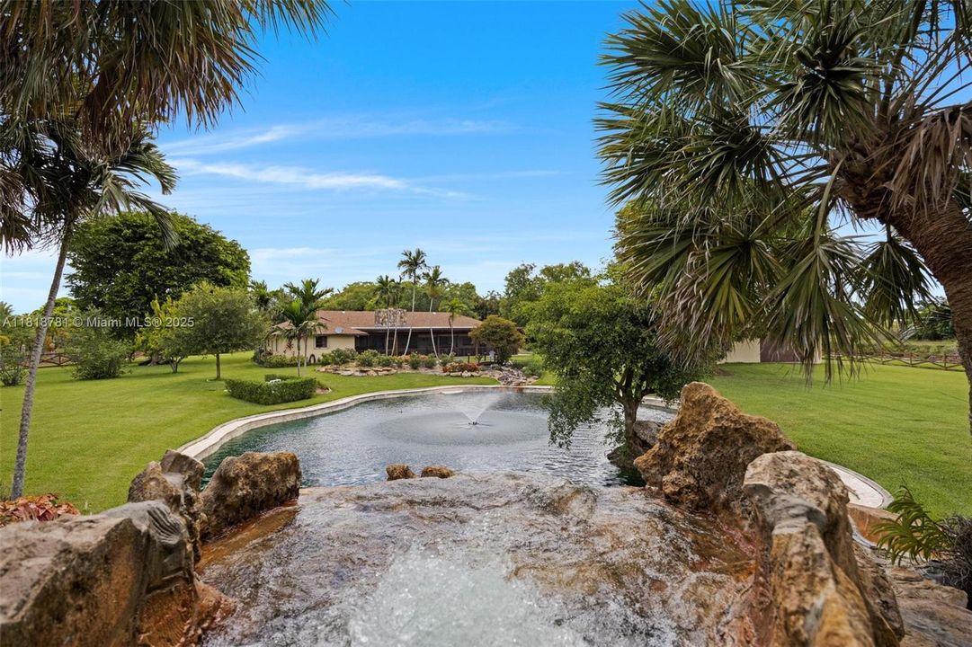 Pool with water fall and pool slide