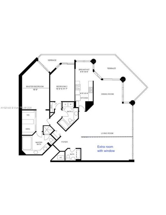 Reference floor plan showing 3rd room with window
