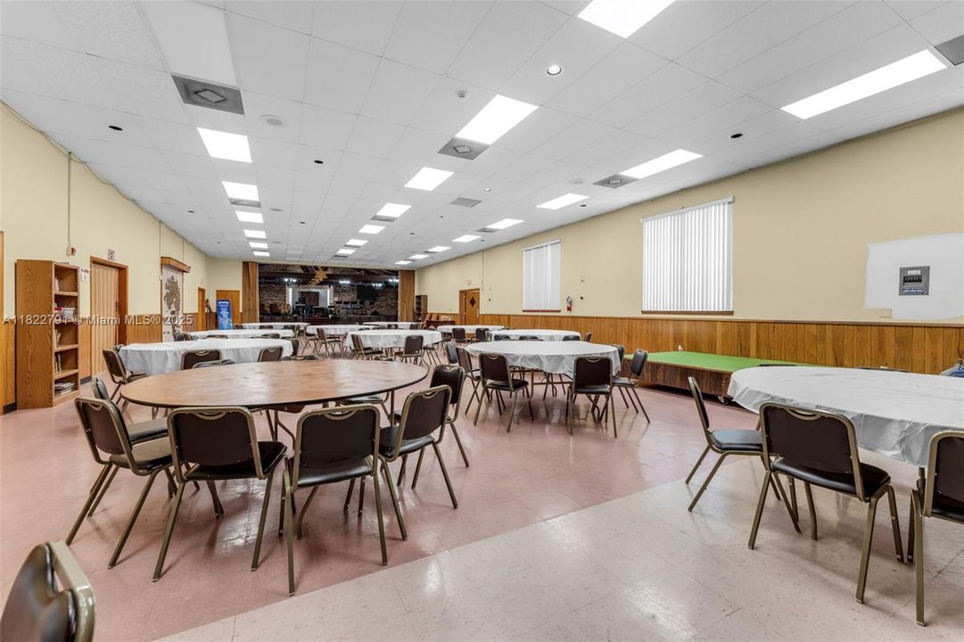 interior accordion doors open into chapel area and additional storage areas.. offers multi uses at any time