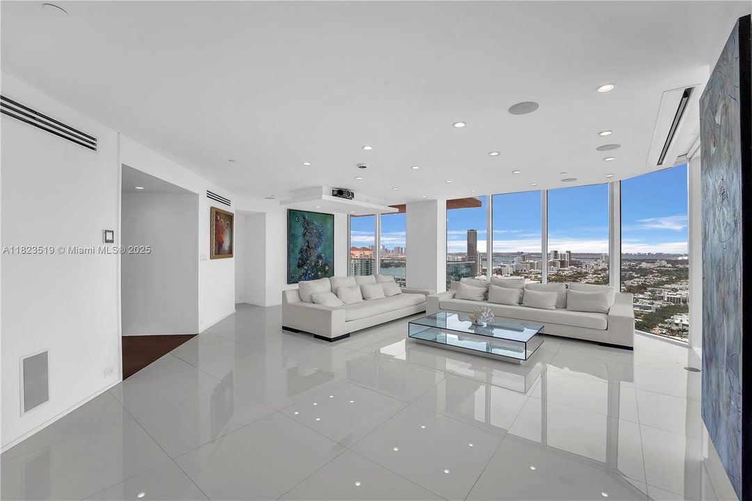 Great for large parties!  Two balconies extend this room outside to make parties a breeze.  Plenty of space for Christmas tree or more party tables.