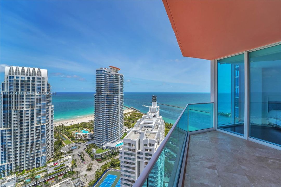 Balcony #2 of 4 adjacent to Great Room.  Views are SE towards South Pointe Park and cruise ship channel.
