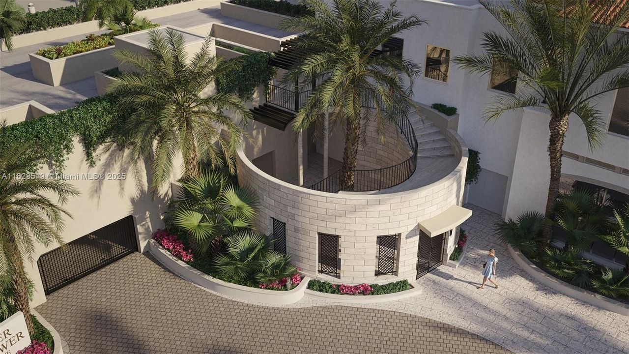 rendering of aerial view of new stairwell from valet to street level.