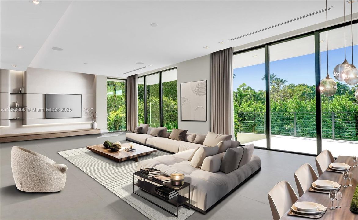 Architectural Rendering of Family & Dining Room