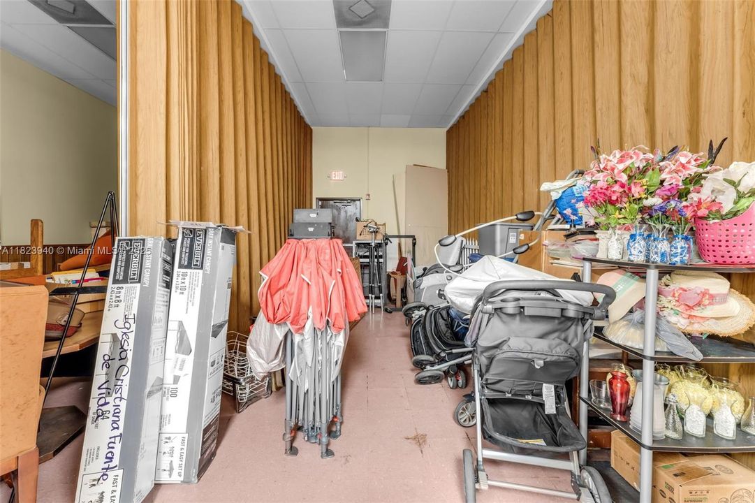 utilized as storage. note the accordion shutters to control room sizes