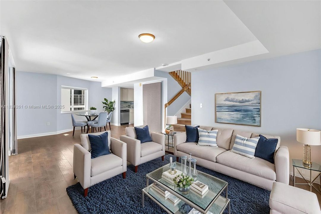 AI Staged Living Room & Dining Room