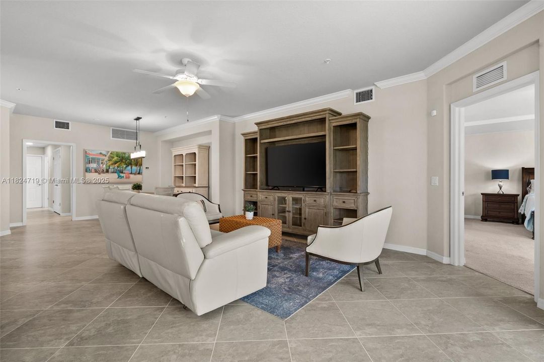 Living room with crown molding
