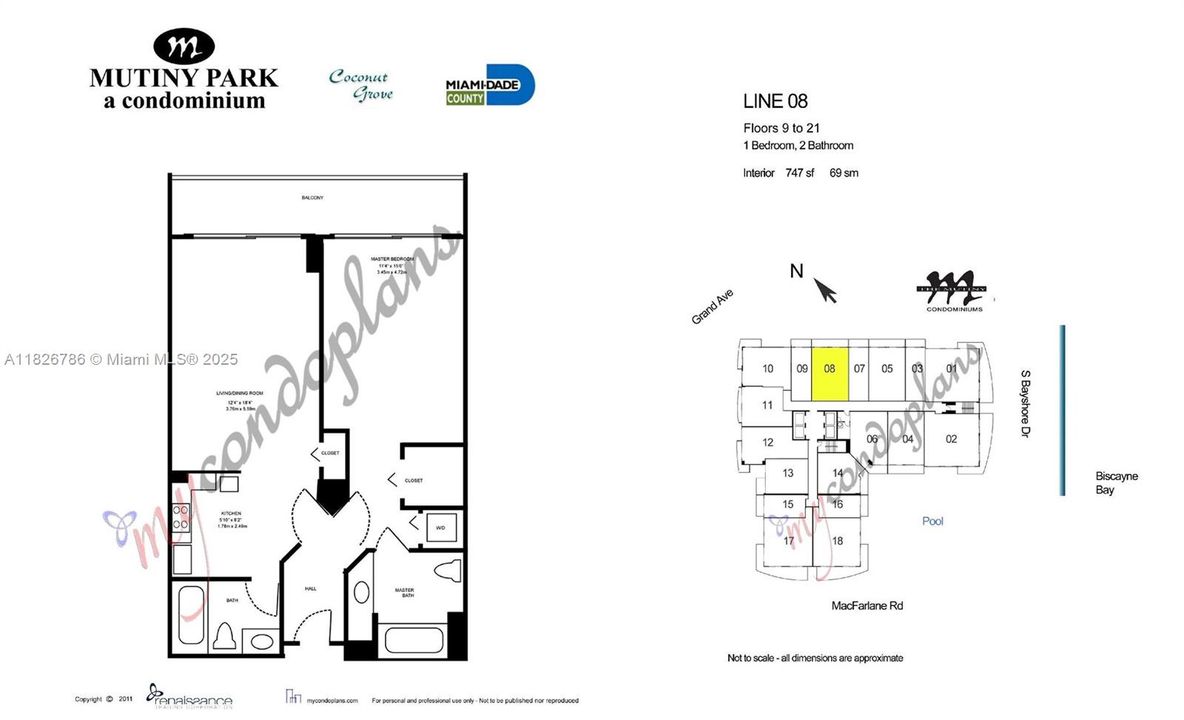 For Sale: $689,000 (1 beds, 2 baths, 747 Square Feet)