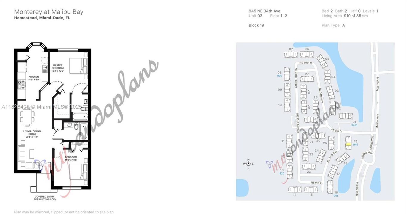 Pics ordered from entry/living room, guest bedroom first, shared bathroom next, master bedroom and bathroom third, kitchen next, and yard last. For orientation purposes, the pond is located at the top of the Floor Plan past the kitchen.