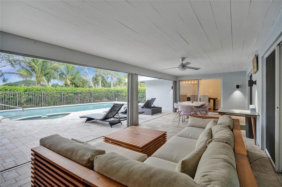 Outdoor space and pool area