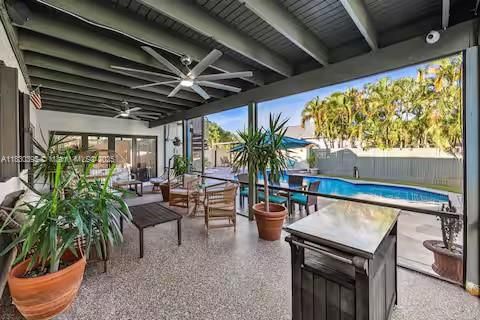 Poolside patio paradise with terrazzo floors!