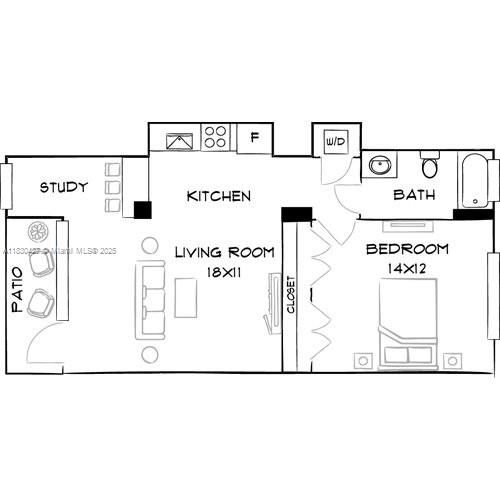 Recently Rented: $3,095 (1 beds, 1 baths, 576 Square Feet)