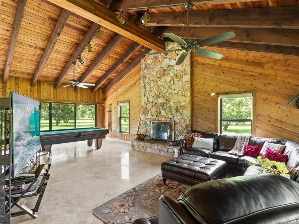 Spacious Family Room and working Fire Place.