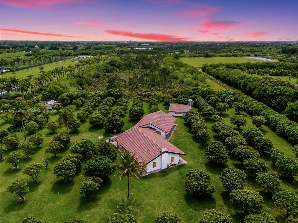 Aerial View looking West towards the Sunset and the 44 Acre Nature Protected Preserve.