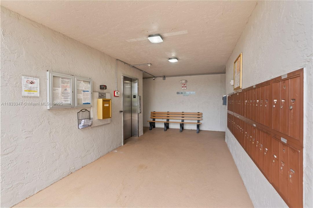 View of Elevator and Mailboxes