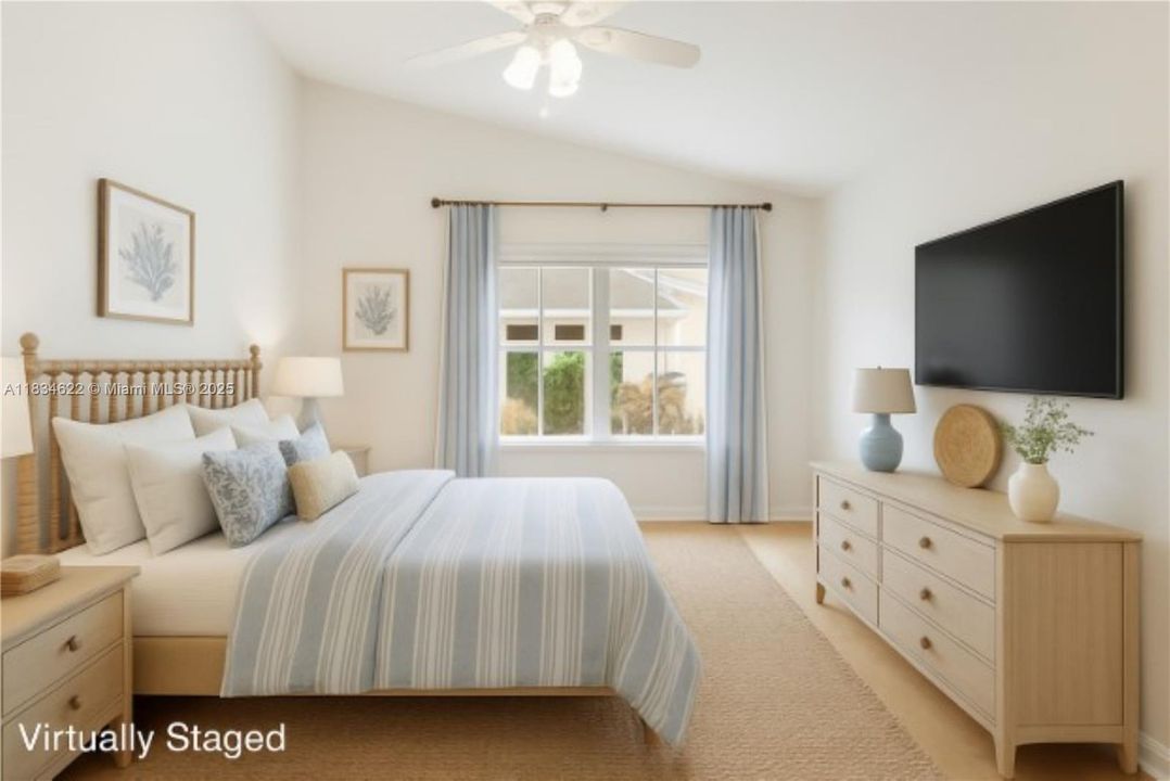 Primary bedroom staged