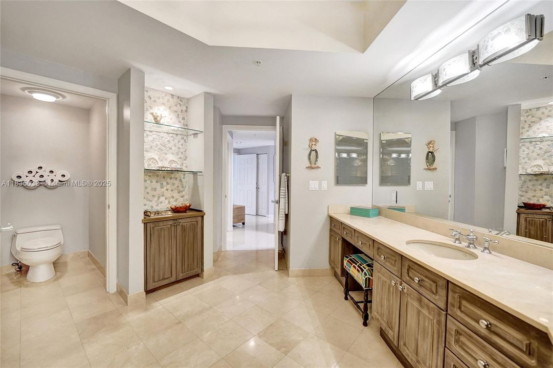 Primary bathroom with lots of cabinet space