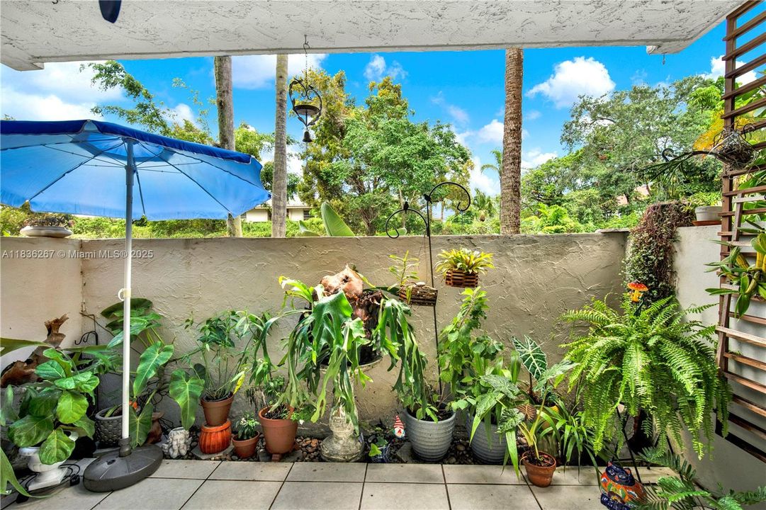 Private patio on this ground level condo