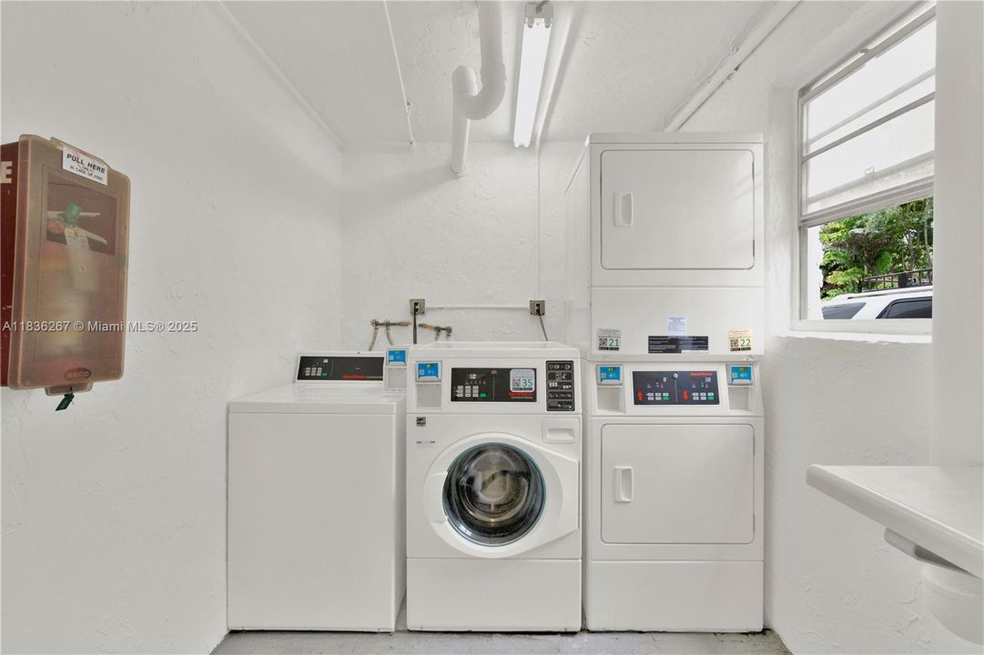 Washer and dryer room on each floor; new digital machines!