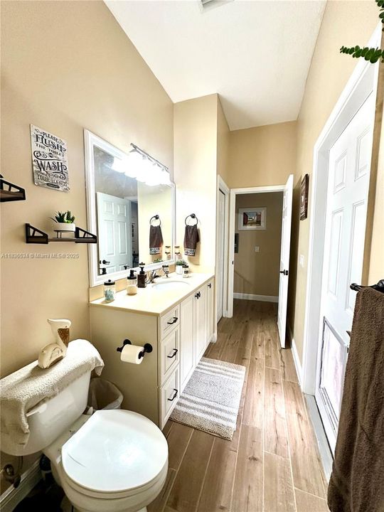 Bathroom leading to the pool