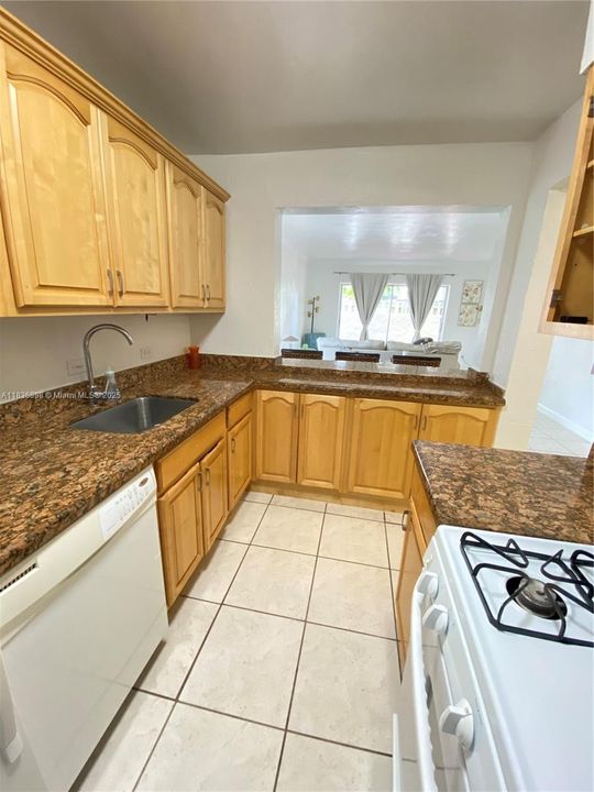 granite countertops/gas range
