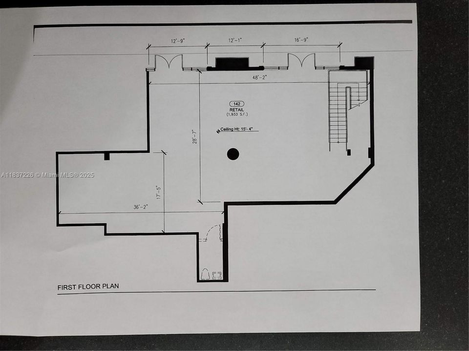 First Floor Plan - with easy entry for retail or office needs.  Open, bright and accessible.