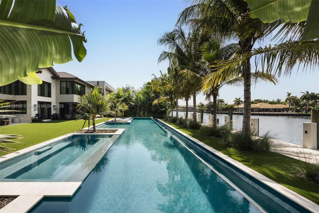 Infinity pool alongside canal