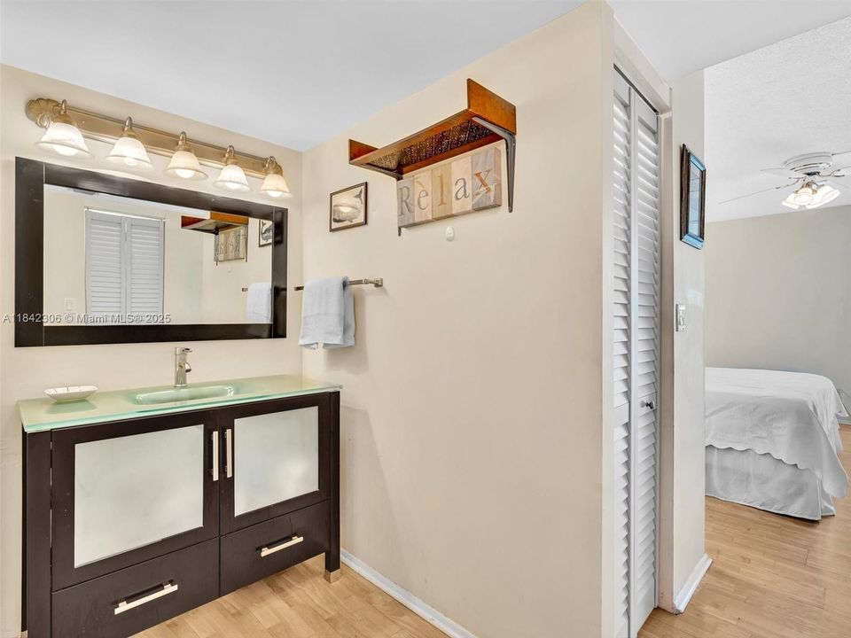 Spacious vanity and dressing area