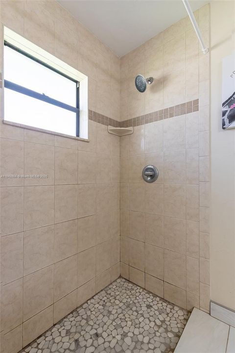 Master bathroom has a shower