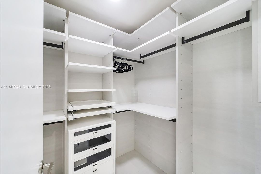 Master bedroom’s built-in walk-in closet