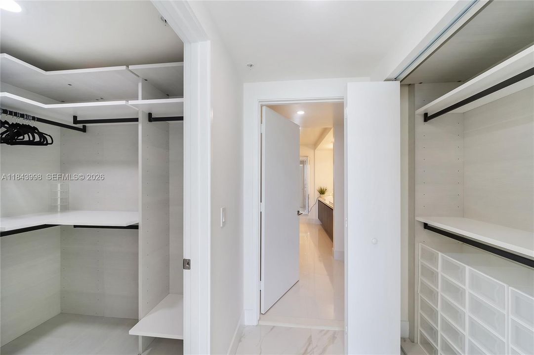 Master bedroom’s walk-in built-in closet