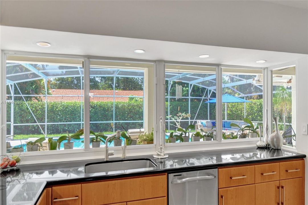 Enjoy cleaning up while watching your kids or guests swim in the pool and relaxing under the umbrella