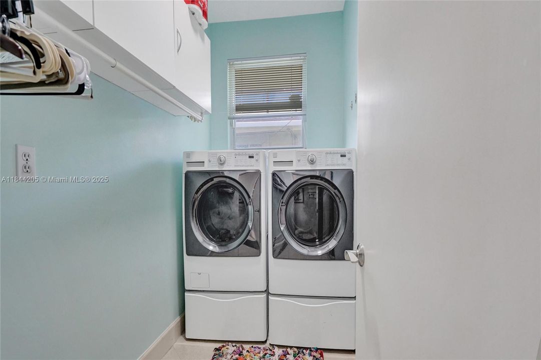 Stone patio with large overhang