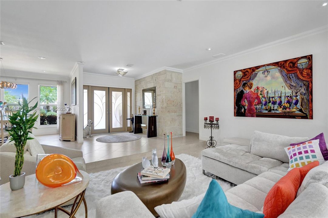 View from living area to the huge entry area.