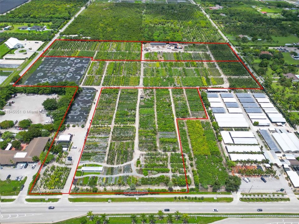 27.61 AC ON KROME AVE - MULTI FOLIO PROPERTY TURNKEY NURSERY BUSINESS. 527 FT ENTRANCE ON  KROME AVE  & 333 FT ON SW 192 ST & 333 FT ON 188 ST