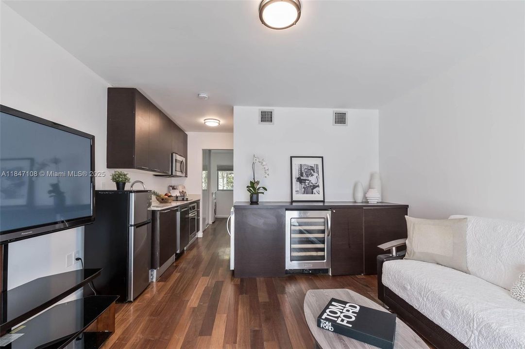 Open living area through to kitchen