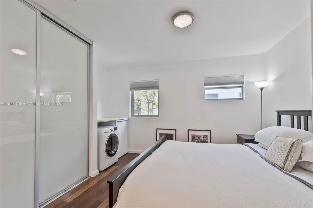 Built in closets, combination washer / dryer