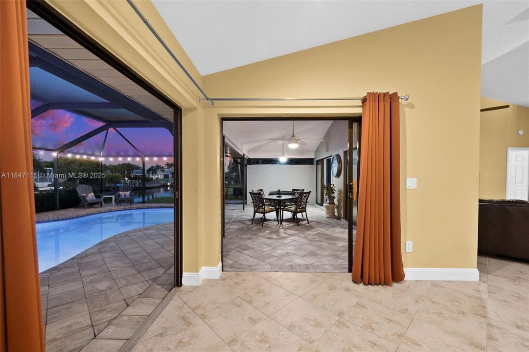 Looking outside as the sun goes down