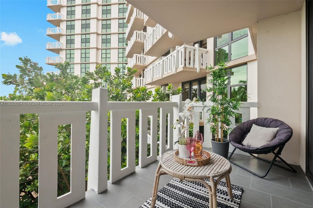 Breathtaking garden and park view from the balcony.