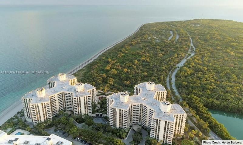 Aerial View of Towers of Key Biscayne, last community before State Park.